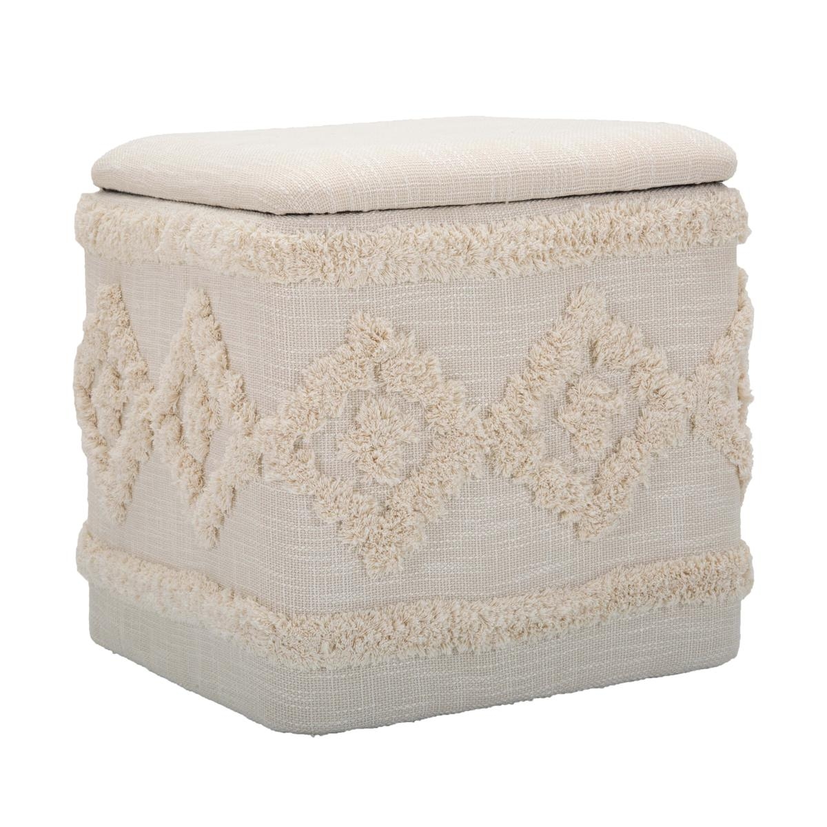 Pouf carré avec rangement en tissu rembourré 40x40cm Damasco Promotion Pouf carré avec rangement en tissu rembourré 40x40cm Damasco Promotion