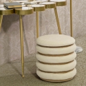 Pouf de rangement rond en bois et tissu boho chic Damasco Line Vente