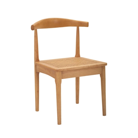 Ensemble de 2 chaises de cuisine en bois avec assise en rotin tressé Japan Promotion