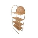 Libreria a parete in metallo e rattan 4 scaffali Panama Round Sconti