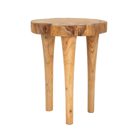 Tabouret artisanal en teck style ethnique naturel Kursi Promotion