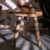 Tabouret artisanal en bois de teck naturel style ethnique Budut Vente