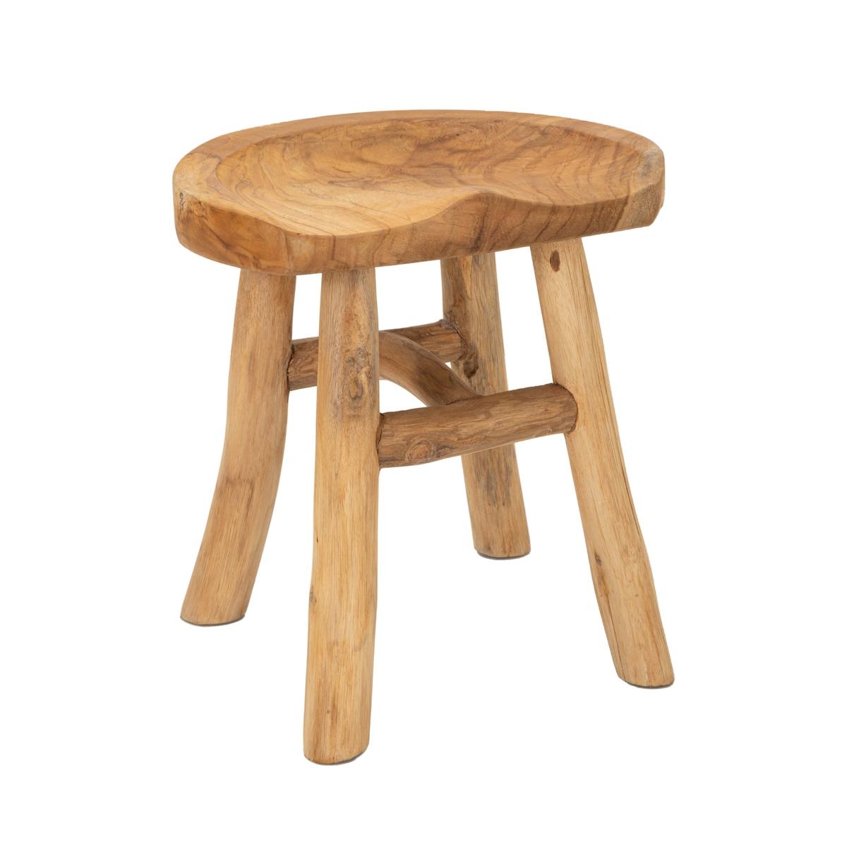 Handgefertigter Hocker aus Teakholz im ethnischen, rustikalen Stil Sel Aktion Handgefertigter Hocker aus Teakholz im ethnischen, rustikalen Stil Sel Aktion