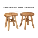 Tabouret en bois de teck artisanal style ethnique rustique Sel Caractéristiques