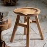 Tabouret en teck design naturel ethnique Sel Slim Vente