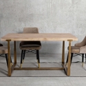 Table à manger rectangulaire en métal et bois 90x150 cm moderne Ankara Vente