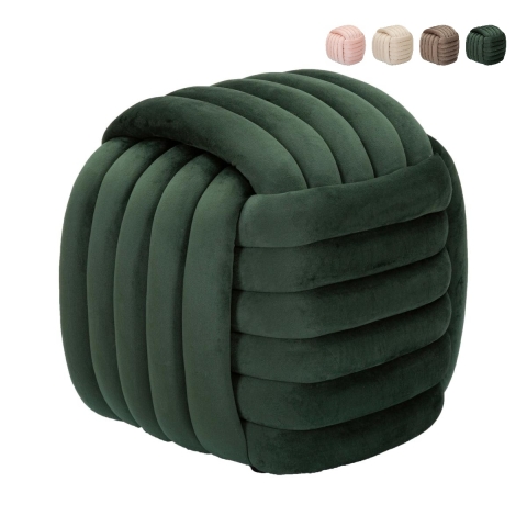 Moderner Samt-Pouf Softy mit gestepptem Design Aktion