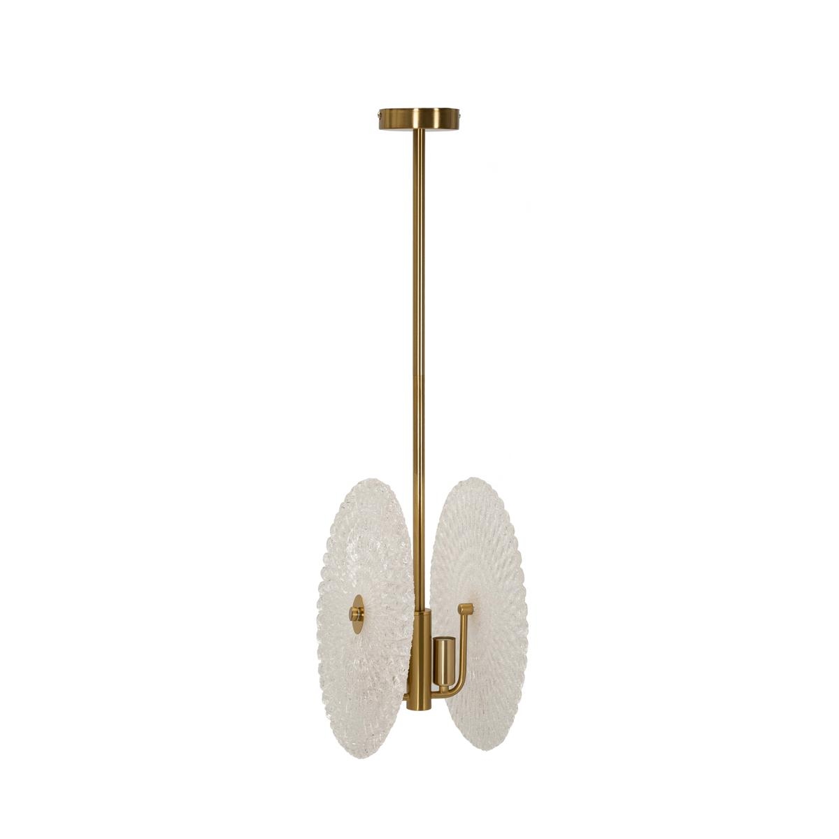Lampadario in metallo dorato con paralumi in vetro decorato Glass Promozione Lampadario in metallo dorato con paralumi in vetro decorato Glass Promozione