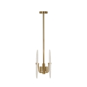 Goldener Metall-Kronleuchter mit dekorierten Glasschirmene Angebot