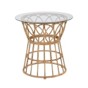 Table basse ronde en rotin avec plateau en verre 50x50cm Panama Circle Promotion