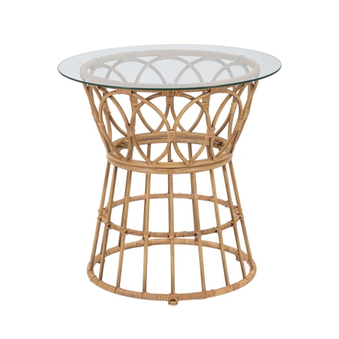 Runder Rattantisch mit Glasplatte 50x50cm Panama Circle Aktion