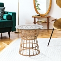 Runder Rattantisch mit Glasplatte 50x50cm Panama Circle Verkauf