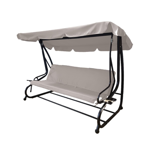 Dondolo da giardino 3 posti tetto parasole 230x120x165cm grigio Deluxe Promozione