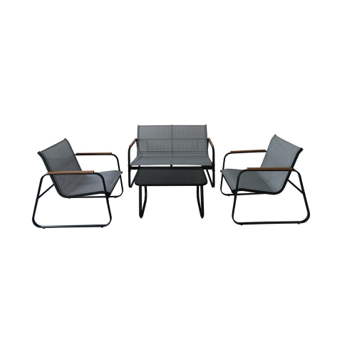 Set giardino 4 posti acciaio tavolino con top in vetro Saint Martin Promozione
