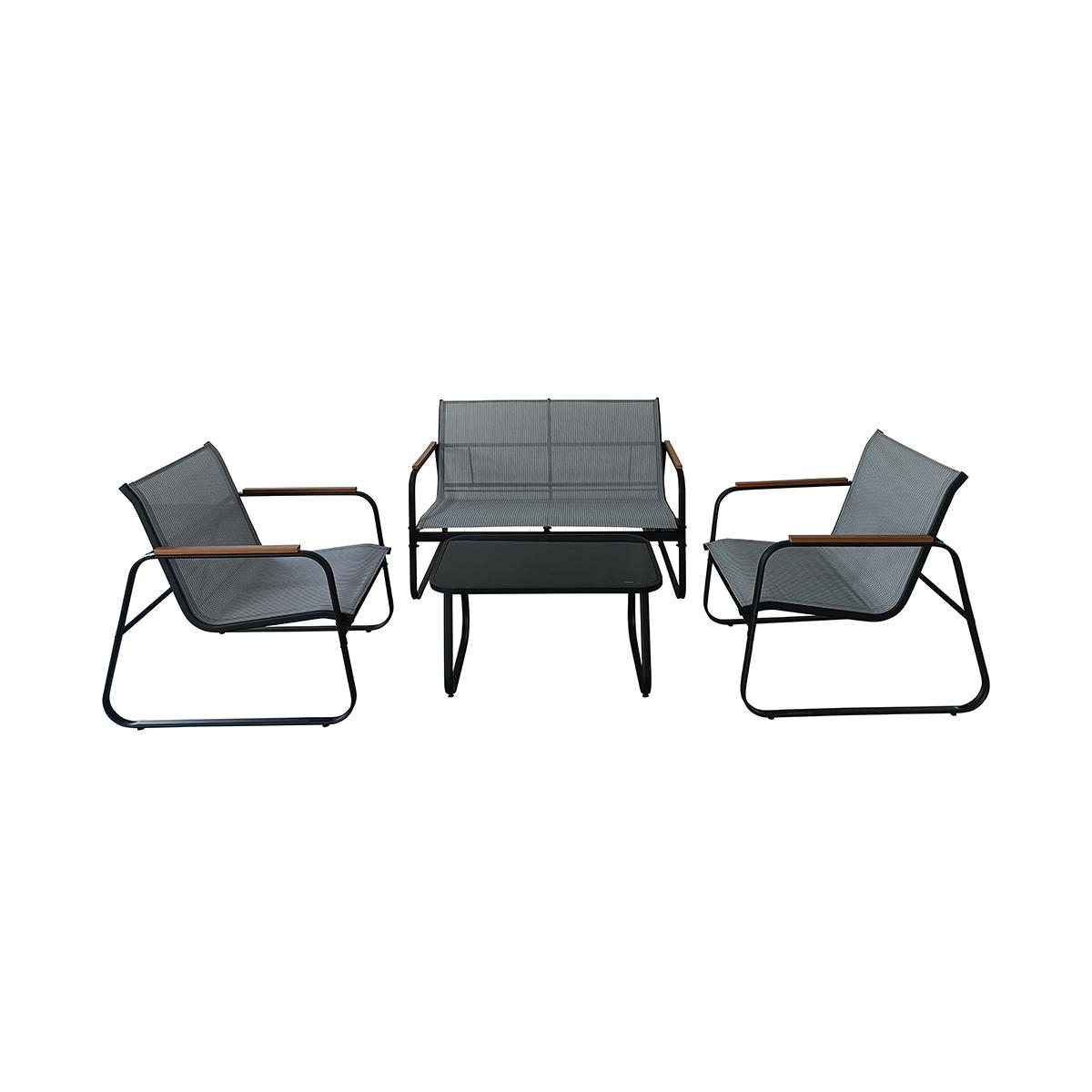 Set giardino 4 posti acciaio tavolino con top in vetro Saint Martin Promozione Set giardino 4 posti acciaio tavolino con top in vetro Saint Martin Promozione