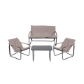 Set giardino 4 posti acciaio tavolino top in vetro cuscini Cannes Promozione