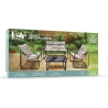 Set giardino 4 posti acciaio tavolino top in vetro cuscini Cannes Sconti