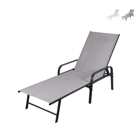 Chaise longue de plage structure en acier, PVC et polyester Varadero Promotion