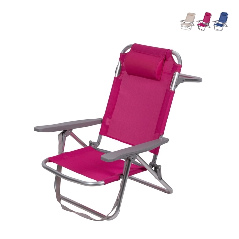 Chaise longue de plage avec coussin et accoudoirs en aluminium Brasile Promotion
