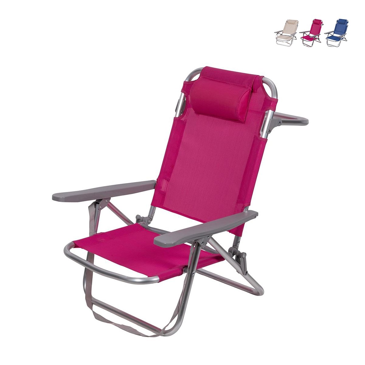Chaise longue de plage avec coussin et accoudoirs en aluminium Brasile Promotion Chaise longue de plage avec coussin et accoudoirs en aluminium Brasile Promotion