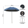 Parasol de plage Ø2,4 m en aluminium 16 baleines inclinable Shangai 