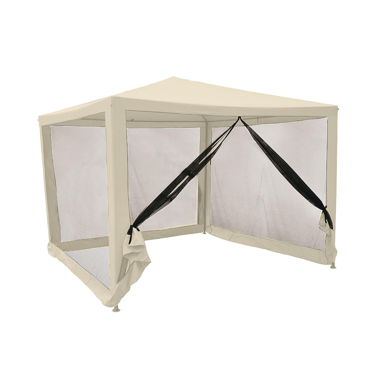 Gazebo idrorepellente con zanzariere 3x3m ferro ecrù Dakar Promozione Gazebo idrorepellente con zanzariere 3x3m ferro ecrù Dakar Promozione
