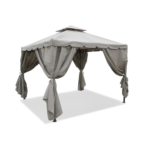 Gazebo idrorepellente 3x3m 4 tende laterali ferro tortora Tangeri Promozione