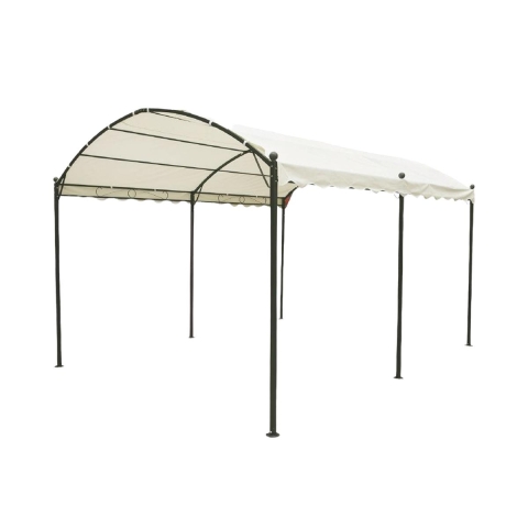 Tonnelle tunnel déperlante 3x4m en fer 6 poteaux écru Lomek Promotion