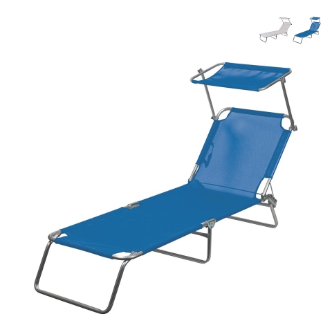 Chaise longue de plage inclinable et pliable avec pare-soleil Vieste Promotion