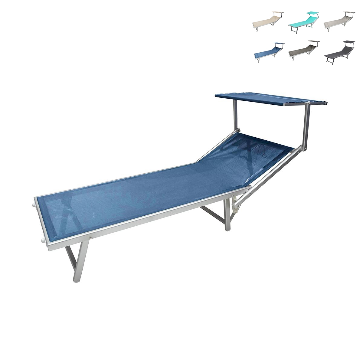 Lettino mare giardino in alluminio con tettuccio parasole Riccione Offerta Lettino mare giardino in alluminio con tettuccio parasole Riccione Offerta