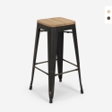 sgabello alto da bar vintage industriale top legno h78cm brush up Promozione