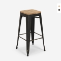sgabello alto da bar vintage industriale top legno h78cm brush up Promozione