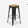 sgabello alto da bar vintage industriale top legno h78cm brush up Promozione
