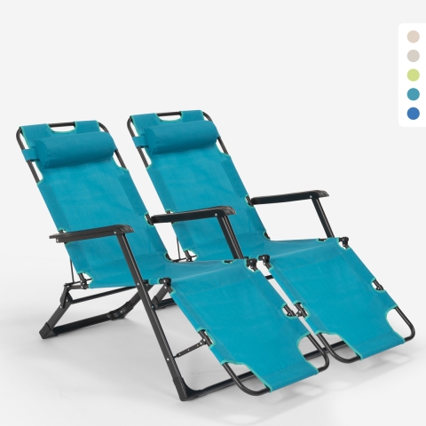 2 Sedie sdraio spiaggia giardino pieghevole multiposizione Emily Lux Zero Gravity Promozione