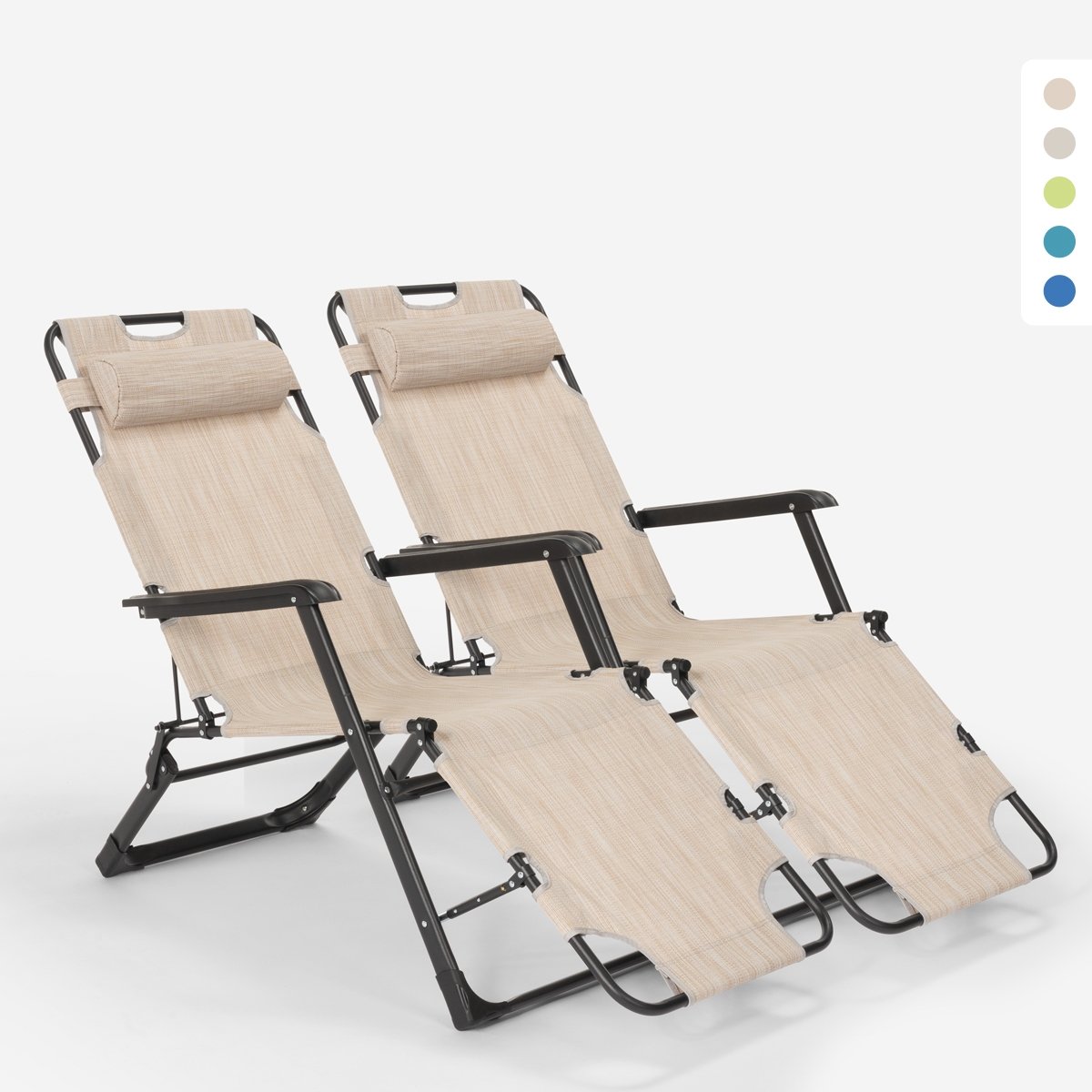 2 Sedie sdraio spiaggia giardino pieghevole multiposizione Emily Lux Zero Gravity Caratteristiche