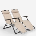 2 Sedie sdraio spiaggia giardino pieghevole multiposizione Emily Lux Zero Gravity 