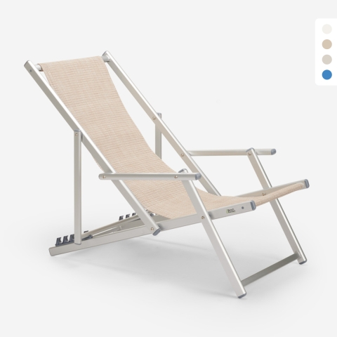 Sedia sdraio mare spiaggia braccioli alluminio pieghevole Riccione Gold Lux Promozione