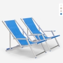 2 Sedie sdraio mare spiaggia braccioli alluminio pieghevole Riccione Gold Lux Promozione