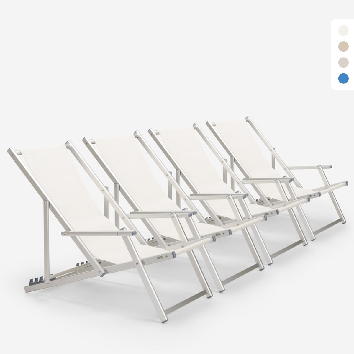 4 Sedie sdraio mare spiaggia braccioli alluminio pieghevole Riccione Gold Lux Promozione 4 Sedie sdraio mare spiaggia braccioli alluminio pieghevole Riccione Gold Lux Promozione