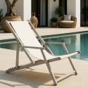 4 Sedie sdraio mare spiaggia braccioli alluminio pieghevole Riccione Gold Lux Offerta