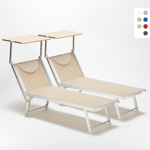 2 Lettini spiaggia mare prendisole professionali in alluminio Santorini Promozione