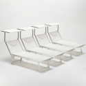 4er Set professionelle Strandliegen aus Aluminium mit Dach Santorini 