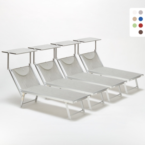 4 Lettini spiaggia mare professionali alluminio Santorini Promozione