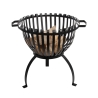 Erhöhte Feuerschale für den Garten aus schwarzem Metall mit Griffen Angebot