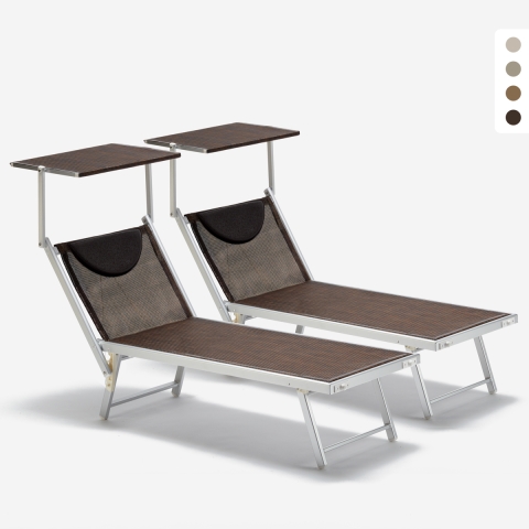 2 Lettini spiaggia mare prendisole alluminio Santorini Limited Edition Promozione