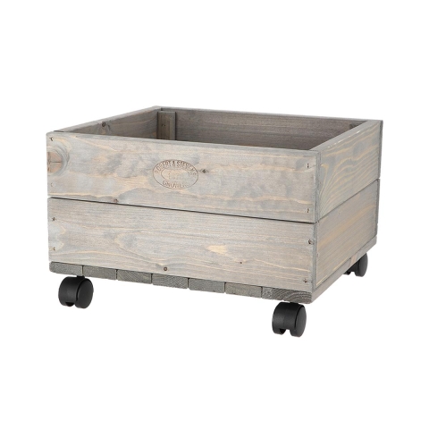 Jardinière en bois sur roulettes pour terrasses et jardins 38,5x35,5x25 cm Promotion