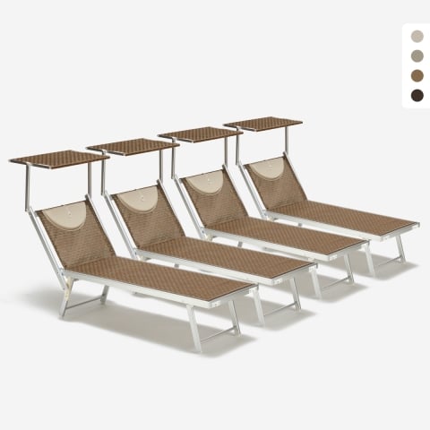 4er Set Liegestühle Strandliegen Sonnenliegen aus Aluminium Santorini Limited Edition Aktion