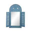 Miroir avec cadre en forme de fenêtre avec volets bleus Promotion