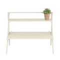 Étagère escalier porte-plantes 2 étagères en bois blanc Promotion