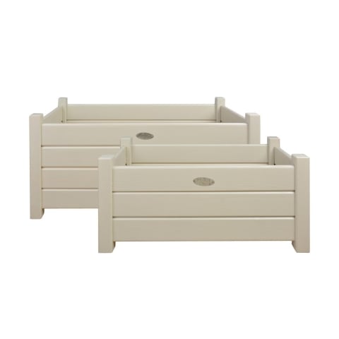 Ensemble de 2 jardinières rectangulaires en bois blanc pour jardin terrasse Promotion